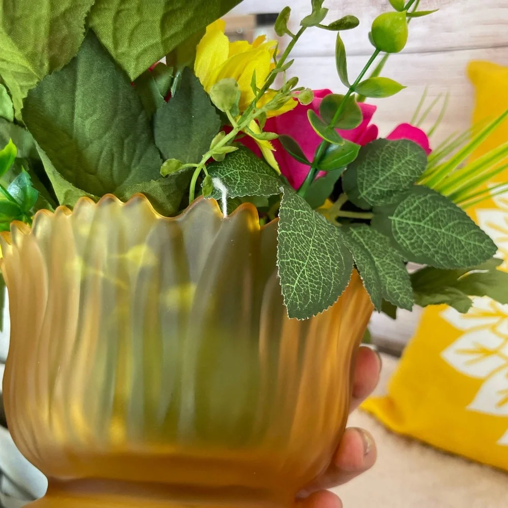 Handmade Faux Flower Arrangement in a glass bowl